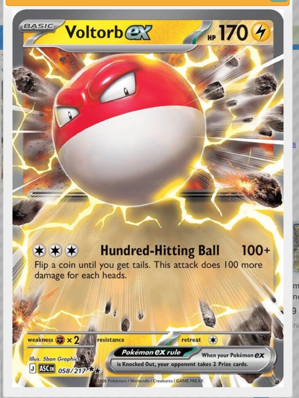 Voltorb Ex #58 Pokemon Ascended Heroes